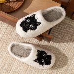 Winter Women's Slippers Indoor Cartoon Black Cat - Image 3