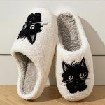 Winter Women's Slippers Indoor Cartoon Black Cat - Image 5