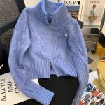 Vintage Korean Style Stand Collar Sweater Jacket